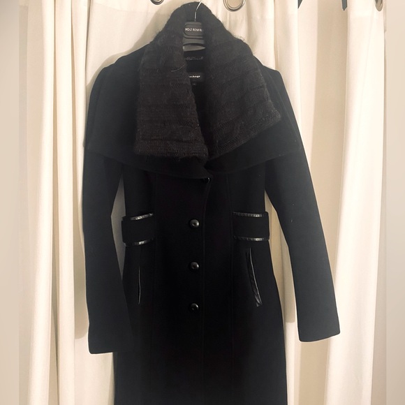 Mackage black wool / cashmere peacoat with detachable collar - Picture 2 of 5